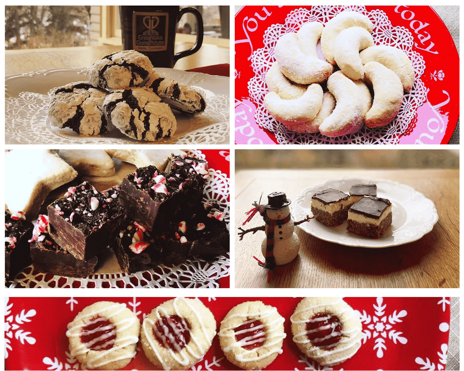 A festive display of assorted holiday cookies, fudge, and treats. A festive display of assorted holiday cookies, fudge, and treats.