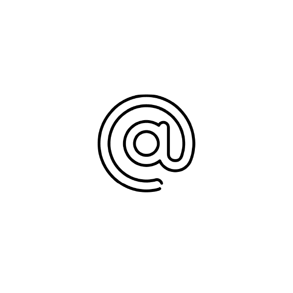 Minimalistic illustration of the "at" symbol.