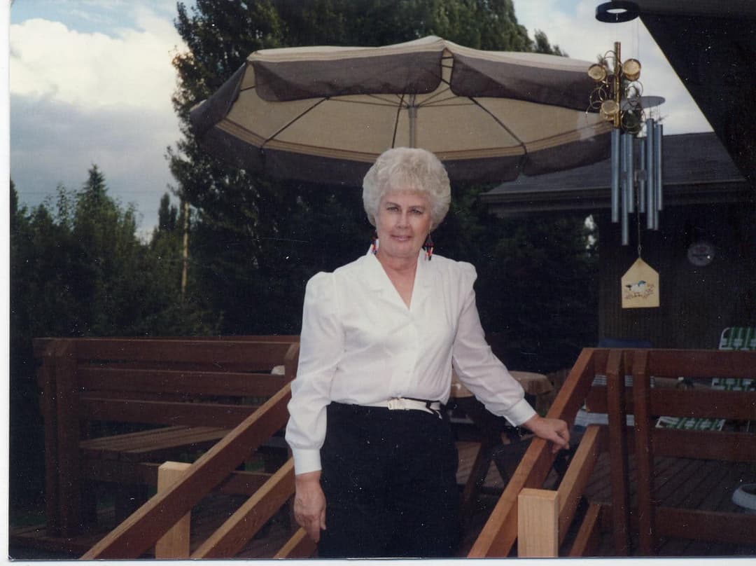 Middle aged woman on steps