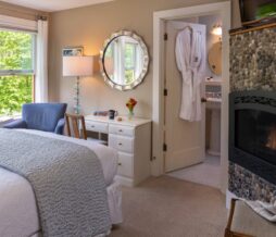 Greenlake room with fireplace and windows