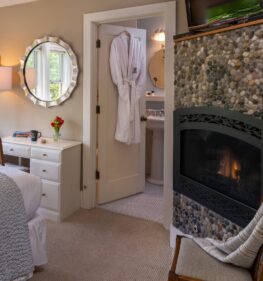 Greenlake room with fireplace and windows