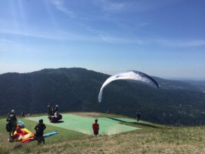Paragliders in the Cascade Foothills